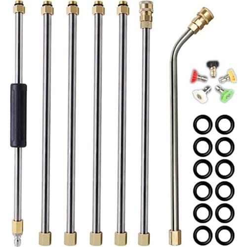 High Pressure Washer Spary Gun Lance 7PCS Stainless Steel Lance with G1/4 Quick Connect Clean The Wall Window Air Condition