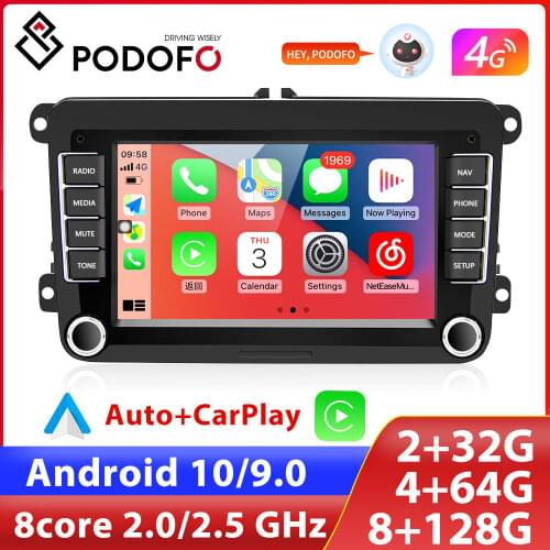 Podofo 2Din GPS Car Radio Android 8.1 carplay Wifi For VW/Volkswagen/Golf/Passat/SEAT/Skoda/Polo/Octavia Car Multimedia Player