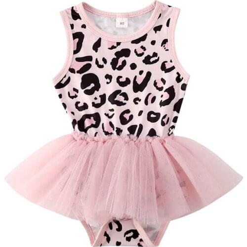Pudcoco US Stock 0-18M Toddler Kids Baby Girl Leopard Bodysuit Sleeveless Tops Patchwork Lace Skirt Dress Outfits Clothes New