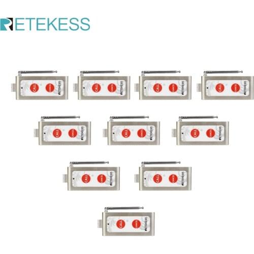 Retekess 10 TD004 Two-key Call Buttons Wireless Calling Pager Transmitter fo Wireless Calling System for Restaurant Coffee Shop