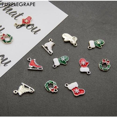Christmas Ornament Pendant Diy Earrings Jewelry Accessories Material Gloves Garland Shoes Styling Party Event Festival 10pcs