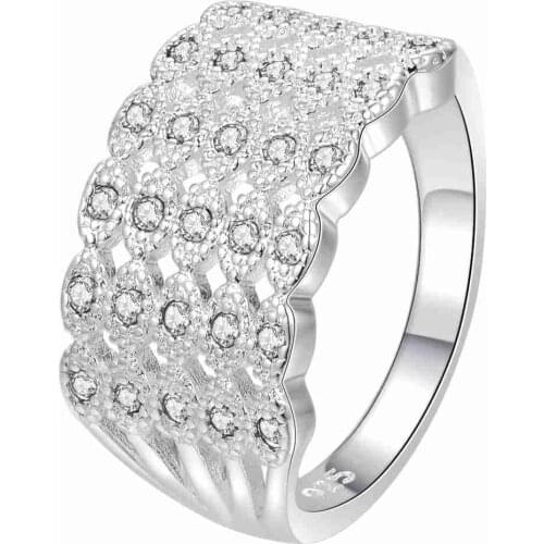 Silver Color Crystal Size 8 Wedding Rings For Women Jewelry Bijoux Transparency Color Femme Engagement Ring Accessories