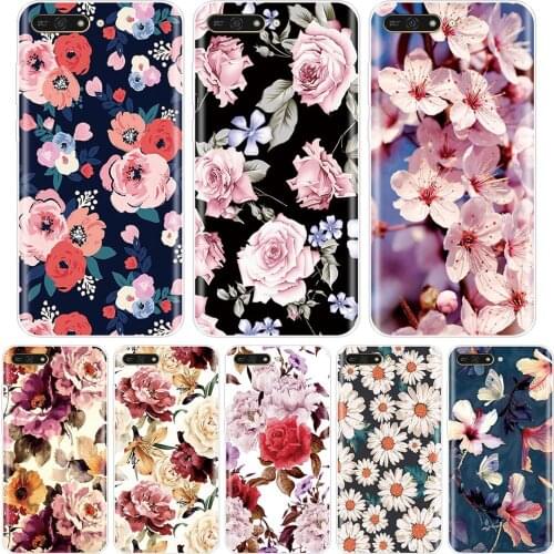 Silicone Case For Huawei Y5 Y6 Y7 Prime 2018 Y9 2019 Soft TPU Back Cover Flower For Huawei Y3 Y5 Y6 Y7 2017 II Pro Phone Case