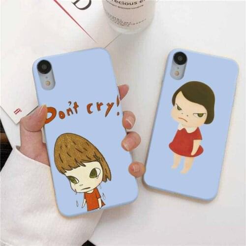 Art Cartoon Yoshitomo Nara Phone Case For Iphone 6 6s 7 8 Plus XR X XS XSmax 11 12 Pro Mini Max Candy Blue Silicone Cover