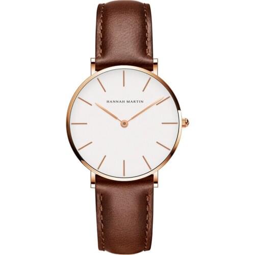 Sports Leisure Japan Movement Brown Leather horloges rouwen White Dial Women Top Brand Luxury Waterproof Watch