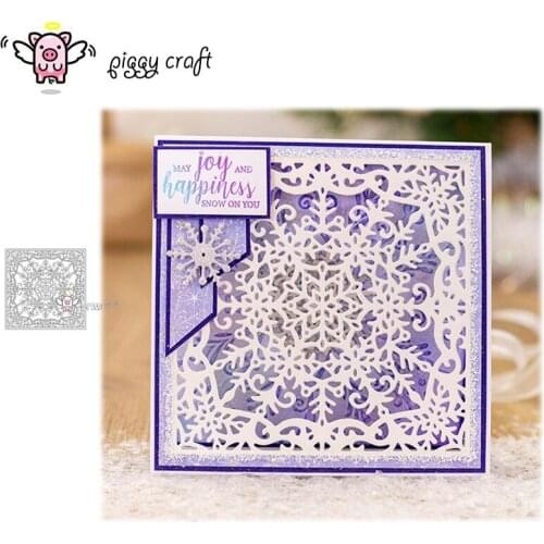Piggy Craft metal cutting dies cut die mold Snowflake square frame Scrapbook paper craft knife mould blade punch stencils dies