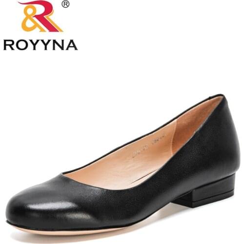 ROYYNA 2021 New Designers Genuine Leather Round Toe Slip on Flat Shoes Woman Loafers Boat Shoes Comfortable Ladies Shoes Office