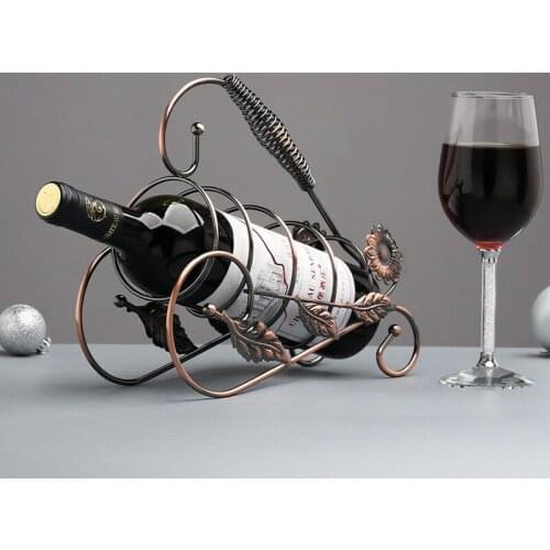 Retro Iron Art Sun Flower Portable Wine Rack Wine Cabinet Leaf Wine Holder Home Decoration Business Gifts