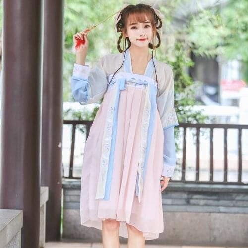 Women Chinese Traditional Han Dynasty Female Ancient Chinese Folk Dance Costume Stage Dress Lady Tang Suit Hanfu Clothing 90