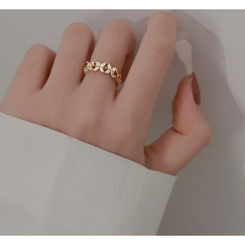Ring for Women Crystal Butterfly Ring Simple Luxury Opening Index Finger Ring Women Fashion Jewelry Accessories