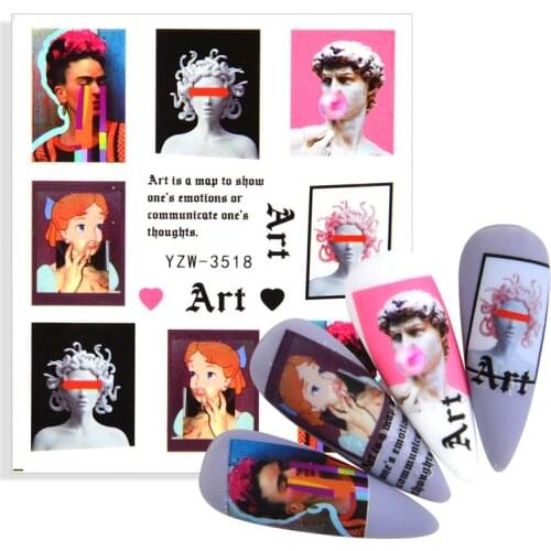 1 Sheet Sexy Lady Face Decals Nail Sticker Girls Valentines Day Water Transfer Slider Watermark Tattoo Decoration