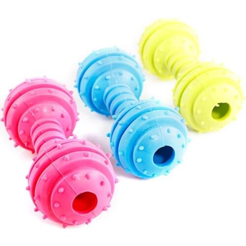 12CM Pet Dog Puppy Rubber Dental Teeth Chew Bone Play Training Barbell Bite Resistant Toy Safety Dumbbell Chewing Funny Toys