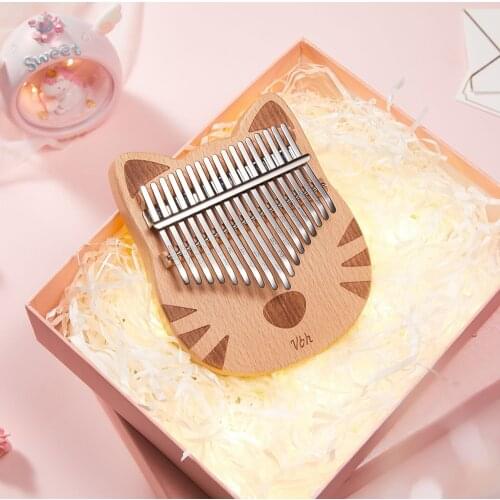 17 key Kalimba Carimba Beech full solid wood Cat/ Bear Thumb Piano 17 llaves mbira Musical Instrument Finger Piano best quality