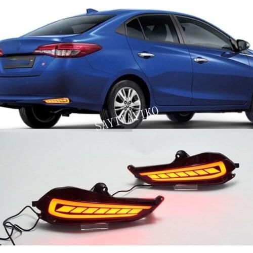 2Pcs DRL For Toyota Yaris 2017 2018 2019 LED Daytime Running Light daylight Rear Bumper Light Brake Tail light