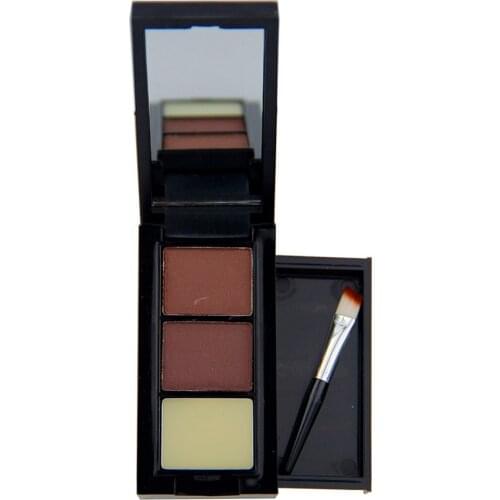 3 Color Eye Shadow Eye Brow Makeup Eyebrow Powder + Eyebrow Wax Palette + Brush