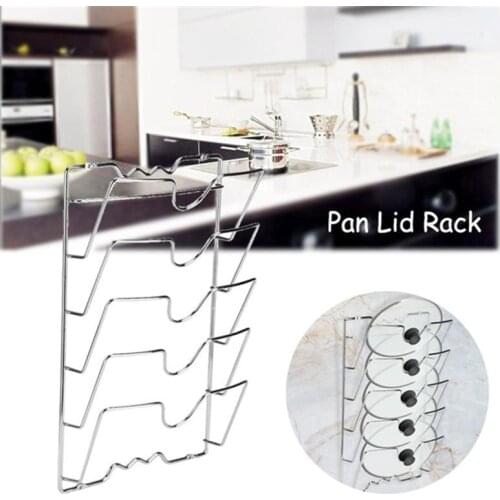 5-Layer Kitchen Pot Lid Storage Rack Pot Covers Holder Drying Pan Lid Holder Cabinet Pantry Storage Organizer Anti-Fall