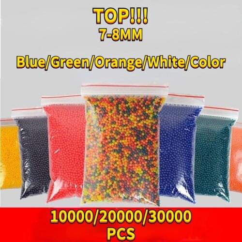 7-8mm 10000/20000/30000PCS Colorful Airsoft Bullet Toy Gun Accessories BB Gel Blaster Glock Children Water Bomb Weapon Pistol
