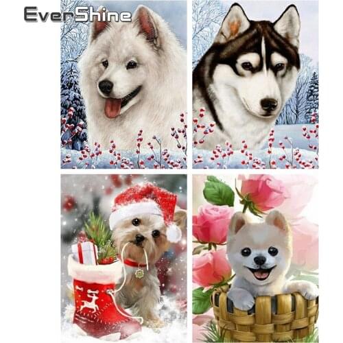 Evershine Diamond Painting Animals Dog Full Drill Square Diamond Embroidery Cartoon Dog Cross Stitch Diamond Mosaic Rhinestones