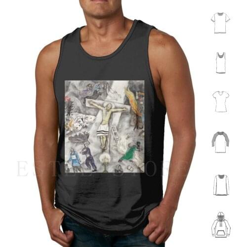 White Crucifixion-Marc Chagall Tank Tops Vest Cotton Marc Chagall Chagall White Crucifixion Crucifixion Jesus Catholic Christ