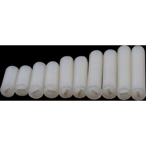 White Nylon Slotted Set Screws Plastic Flat Point Headless Slotted Bolts M3 M4 M5