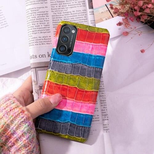 Genuine Leather Phone Case For OPPO Reno 4 3 R17 R15 Pro Find X2 Lite 5G Luxury Natural Cowhide Skin Painted Texture Back Cover