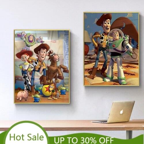Disney Toy Story on The Wall Art Poster and Print Wall Art Picture for Living Room Oil on Canvas Painting Home Decor No Frame