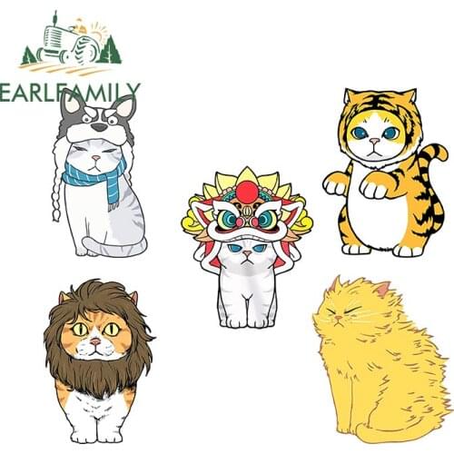 EARLFAMILY 13cm for Cool Cat Funny Vinyl Car Stickers Refrigerator Cartoon Graffiti Decals Waterproof Occlusion Scratch Graphics