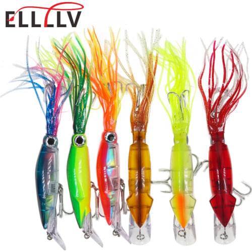 1pc 14cm/43g Saltwater Fishing Squid Bionic Lures Big Size Swimbait Trolling Lure for Sailfish Marlin Fishing Soft Bait 6 Colors