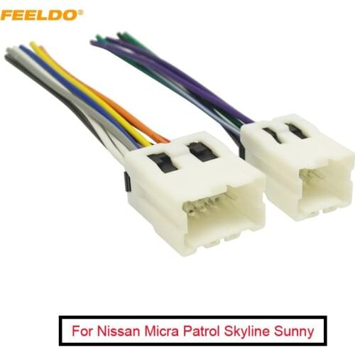FEELDO 1Pair Car Radio Audio Power Wiring Harness Adapter Plug For Old NISSAN Micra Patrol Skyline Sunny Primera #AM2955