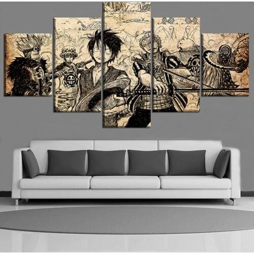Home Decor Prints Painting Pictures Wall Art HD 5 Pieces One Piece Modular Canvas Animation Poster Modern Bedside Background