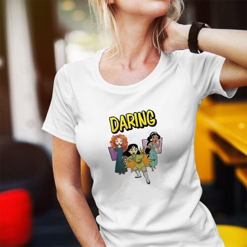 Disney Princess Cartoon Printing Women T-shirts Summer New Fashion Short Sleeve Color Casual Comfort Harajuku T Shirt Female Top