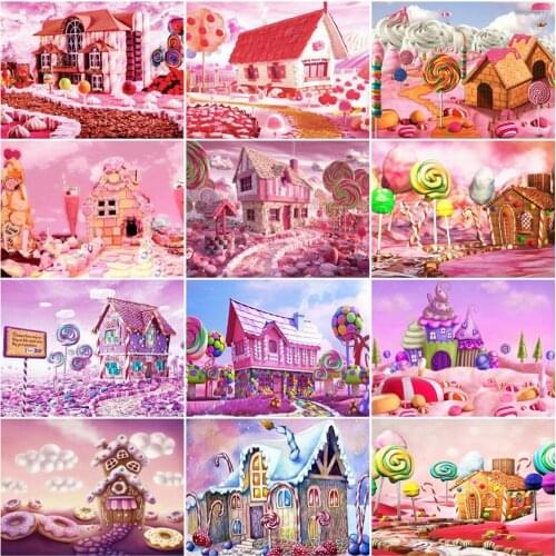 AZQSD Painting By Number Candy House Drawing On Canvas Coloring By Numbers For Adults Handmade Unique Gifts