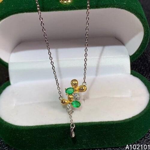 KJJEAXCMY fine Jewelry 925 Sterling Silver Natural Emerald Girl popular Pendant Necklace Support Test Chinese style hot selling
