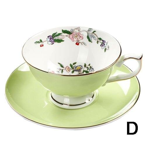 Bone China Coffee Cup Sets Colorful Flower Ceramic Tea Cups And Saucers British Office Teacup Porcelain Nice Gift
