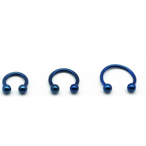 Blue Horseshoe 316L Surgical Steel Nose Labret Ear Piercing Hoop Ring Eyebrow Universal Vacuum Plating Titanium 16G Body Jewelry