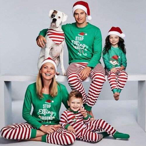 Christmas Family Matching Outfits Pajamas Sets Adults Kids Clothes Letter Print Tops+Pants Xmas Sleepwear Infant Baby Romper