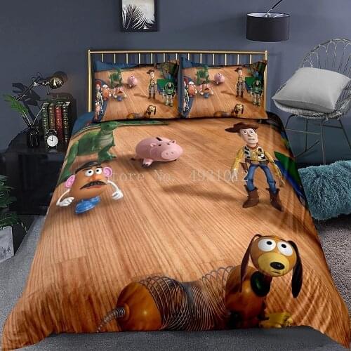 Disney Toy Story Sherif Woody Buzz Lightyear Bedding Set Quilt Duvet Covers Pillowcase Kids Bedroom Decora Boys Bed Single Queen