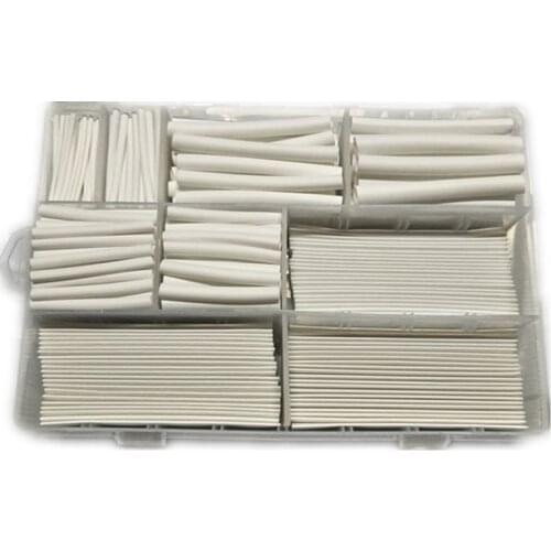 385 pcs/set white 9 Sizes Assorted 2:1 Flame-retardant Boxed Heat Shrink Tubing Kit MPa 600V