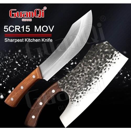 Kitchen Chef Knives Sharp Handmade Forged Cleaver High Carbon Steel Kitchen Knife Traditional Butcher Slicing Knife Cooking Tool