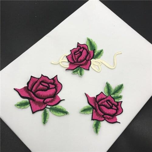 60pcs parches bordados Rose Flower Embroidered Applique Jacket Patches Floral Iron On Patch For Clothing Dancing Dress Patchwork