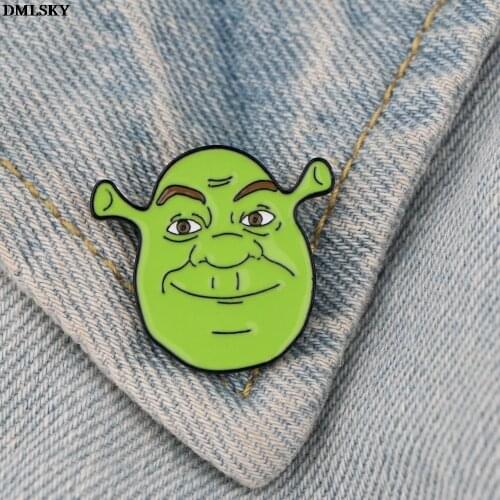 M4724 DMLSKY Funny Green Monster Metal Enamel Pin Brooch Cute Badge Pins Hat Pin Cartoon Brooch Jewelry Badges For Clothes