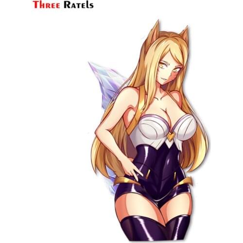 Three Ratels FC291 K DA AHRI KISS Cute Cartoon 3D Stickers For Car Macbook Anime Decal