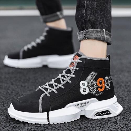Fashion Mens High Top Mens Canvas Sneakers Hot Sale Comfortable Man Casual Shoes Outdoor Non-slip Breathable Men Shoes
