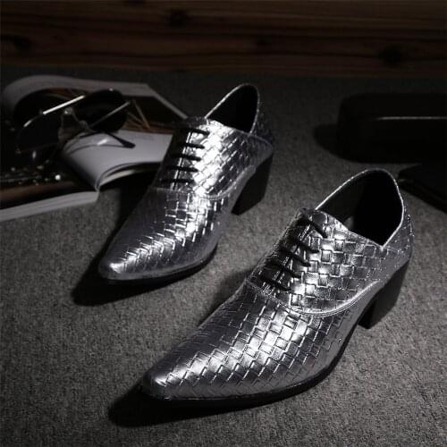 Mens Pointed Toe Lace Up Cuban Heel Wedding Party Club Weave Real Leather Formal Dress Shoes Plus Size