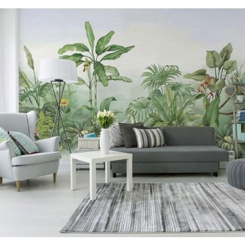 Bacaz Banana Leaf Tree Murals Wallpaper for Living Room Sofa Background 3d Forest Wall Papel Mural Wall paper Sticker