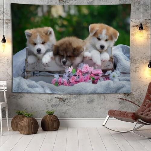 Akita Dogs Animals Wall Hanging Tapestry Boho Decoration Home Decor Tapestries Custom Logo For Party Festival Gifts Wall Carpet