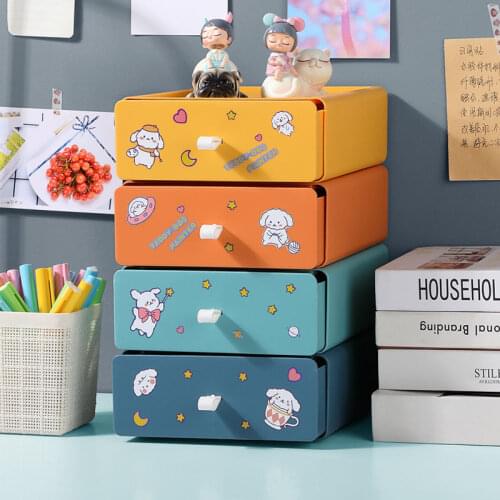 Drawer Type Desktop Storage Box, Cosmetics Rack, Office Work Desk, Organize Artifact Storage Cabinet
