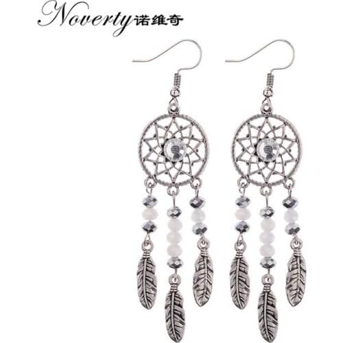 2019 New 1 Pair 80mm Retro Zinc Alloy Bohemia Leaves Tassel Earrings for Womens Fashion Jewelry Gifts Date and Party