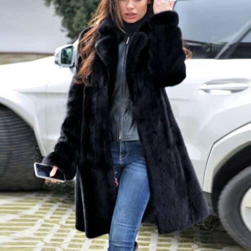 Womens Ladies Warm Faux Fur Coat Jacket Winter V-neck Solid Fluffy Warm Long Outerwear Luxury High Quality Thick Plush Coat New