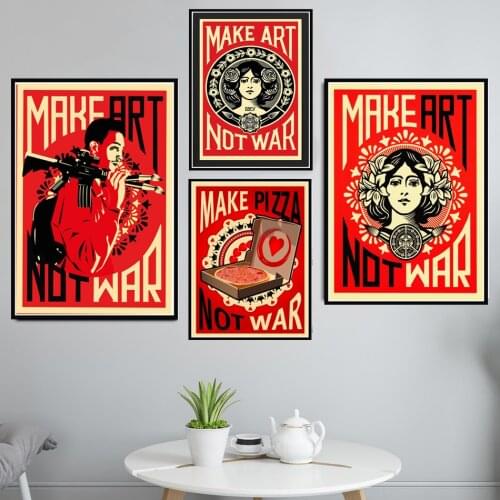 Poster And Prints Make Art Not War Pop Bar Art Retro Vintage Wall Art Painting Canvas Wall Pictures For Living Room Home Decor